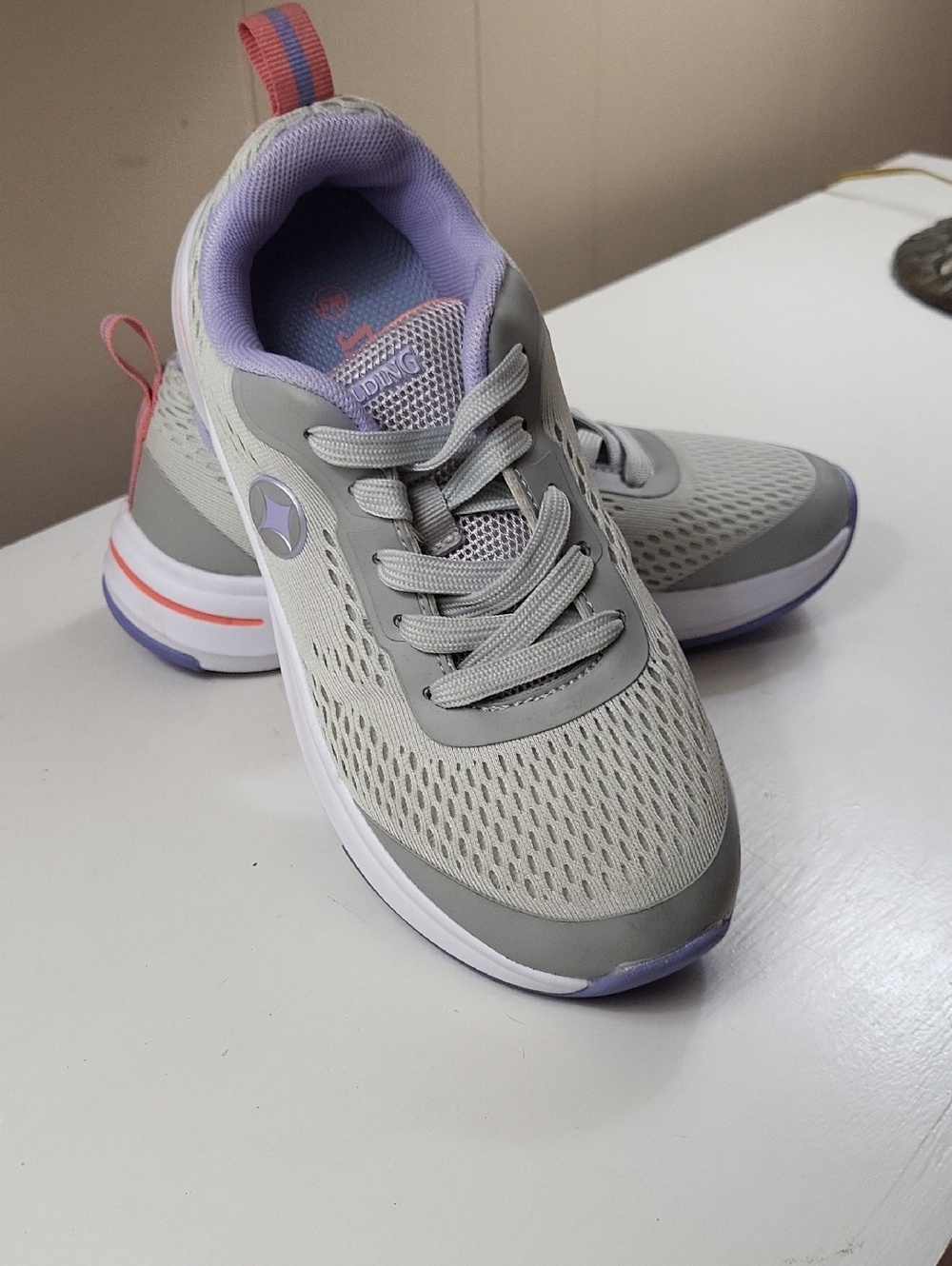 Spaulding Gray with Lavender and Pink Accent Women's Athletic Sneakers, Size 6
